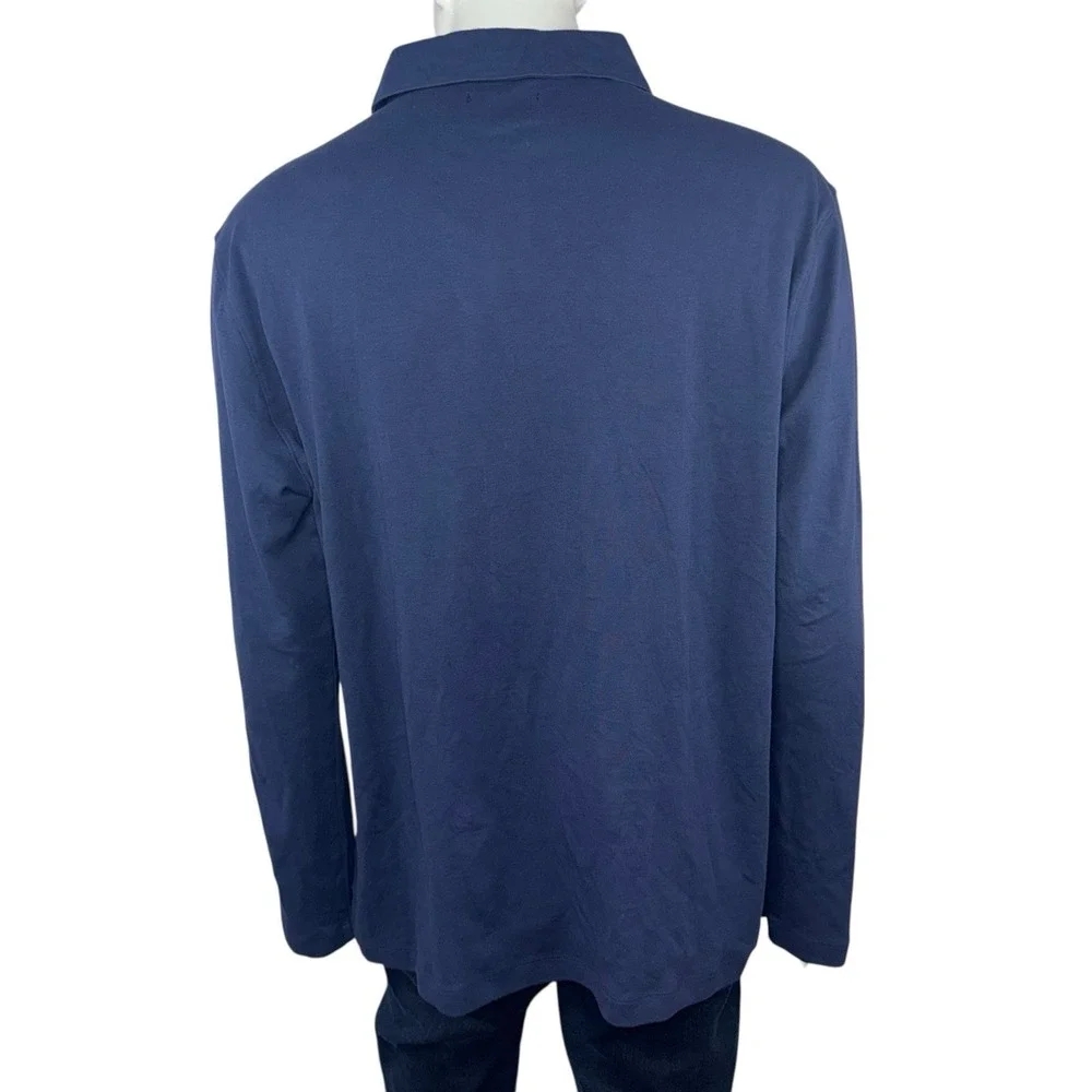 NWT Banana Republic Men's Long Sleeve Luxe Touch Polo‎ Navy Blue Size XXL